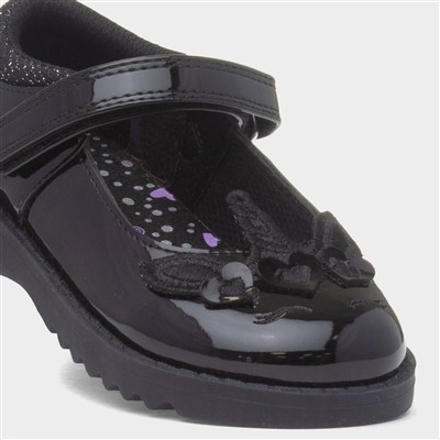 Maiden Girls Black Patent Unicorn Shoe