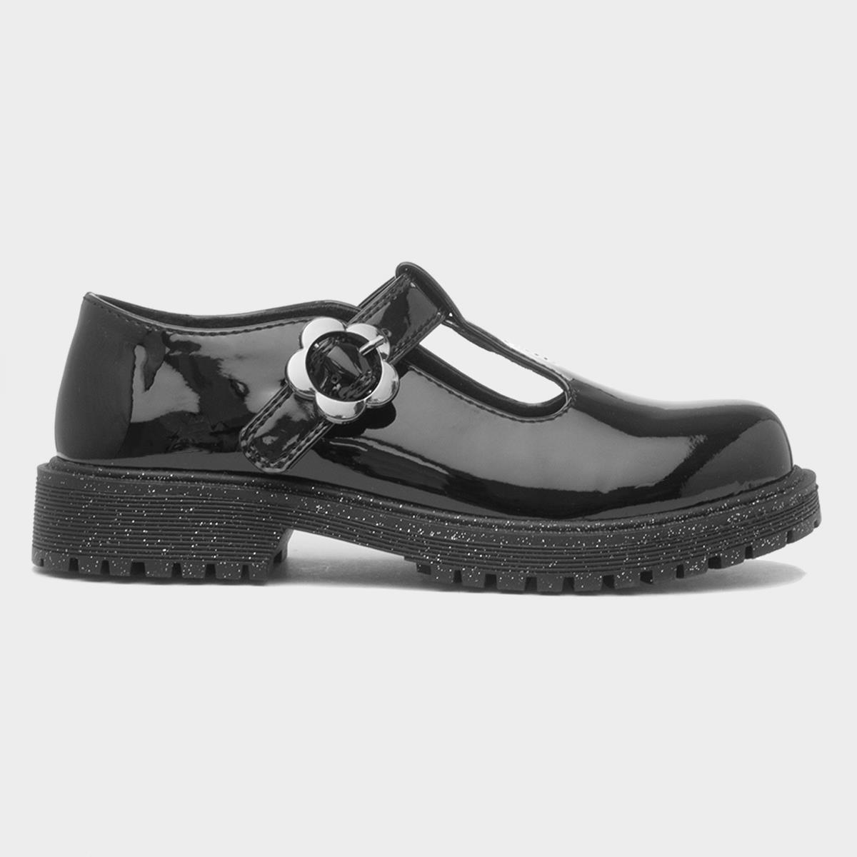 Lottie Girls Black Patent School Shoe