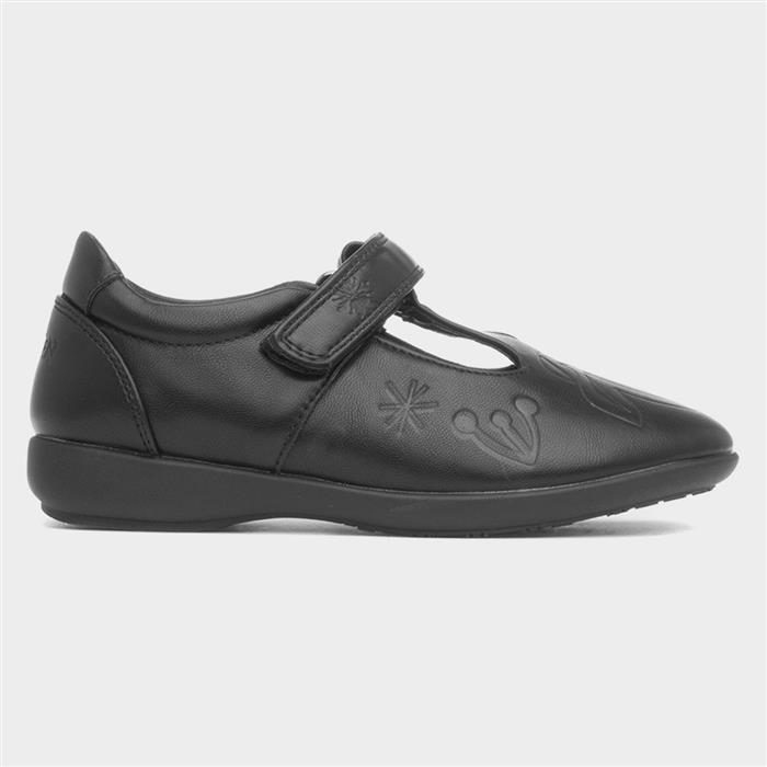 Disney Frozen Girls Black T-Bar School Shoe Size 25