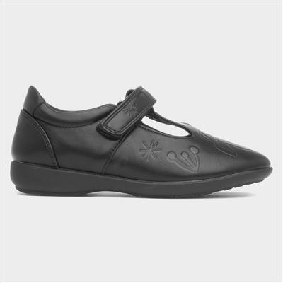 Girls Black T-Bar School Shoe