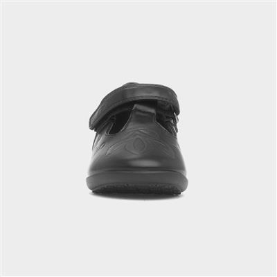 Girls Black T-Bar School Shoe