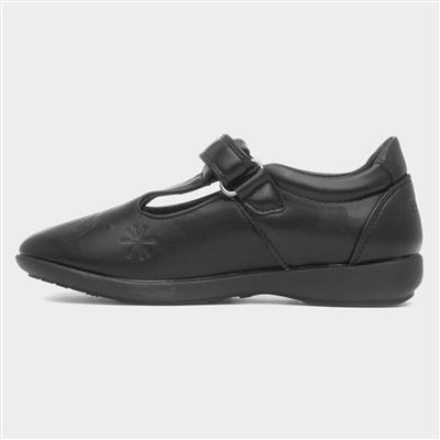 Girls Black T-Bar School Shoe