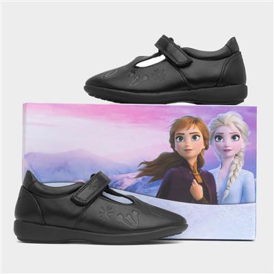 Girls Black T-Bar School Shoe
