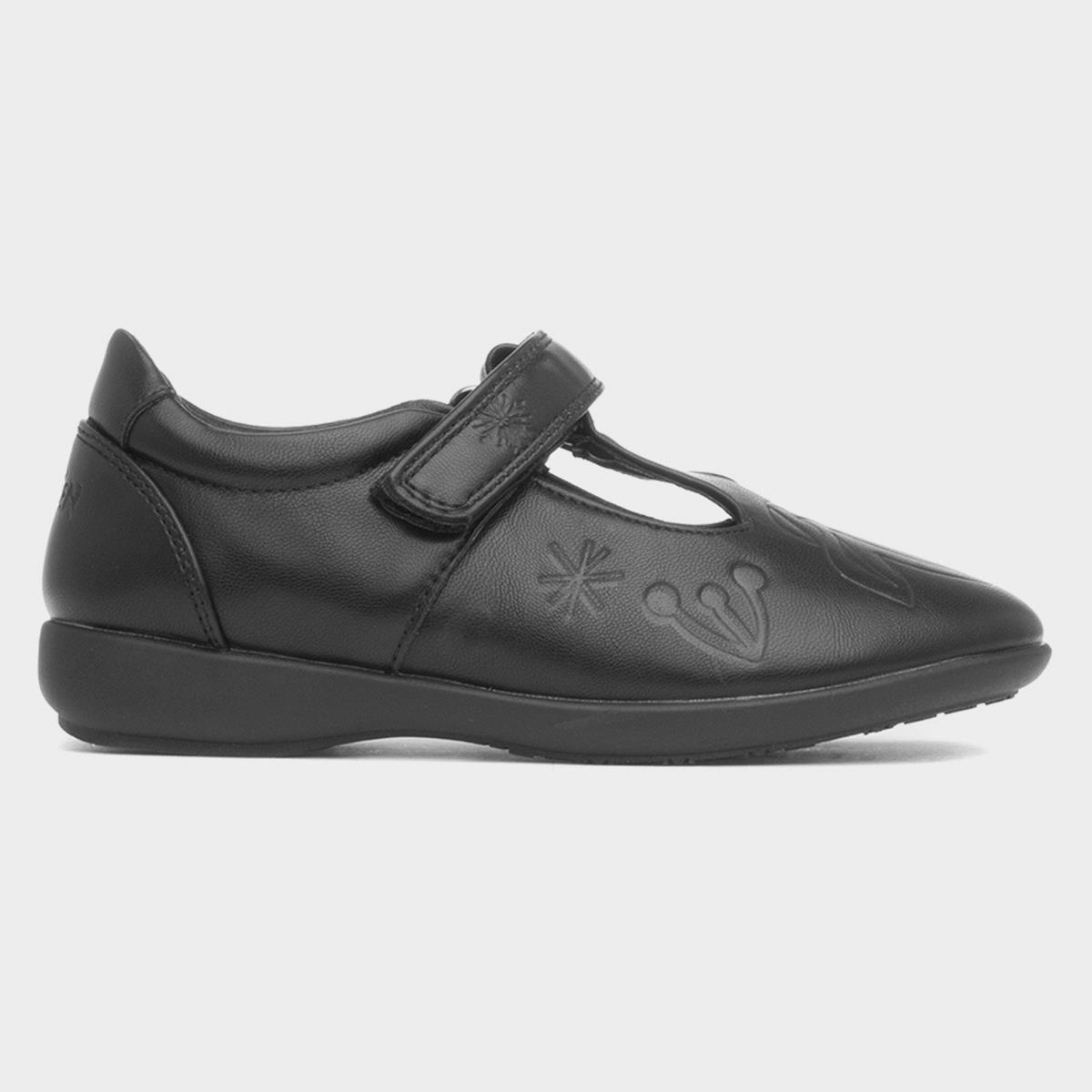 Girls Black T-Bar School Shoe