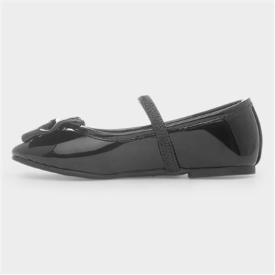 Lacyann Girls Black Bow Ballerina Shoes