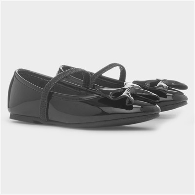 Lacyann Girls Black Bow Ballerina Shoes