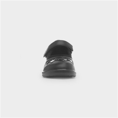 Rebecca Girls Black Heart School Shoe