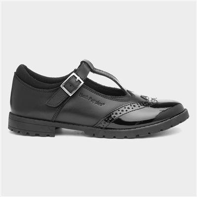 Maisie Girls Black Leather T Bar Shoe