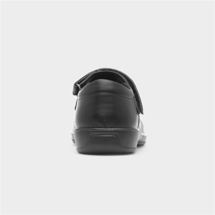 Olive Girls Black Floral School Shoe