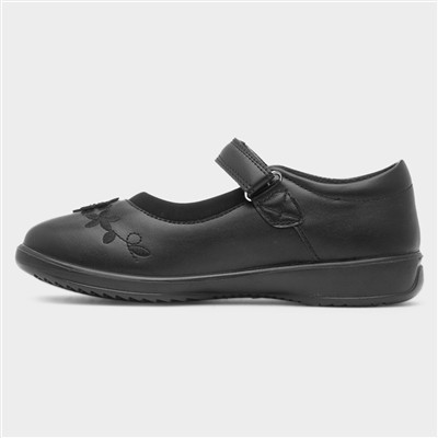 Olive Girls Black School Shoe