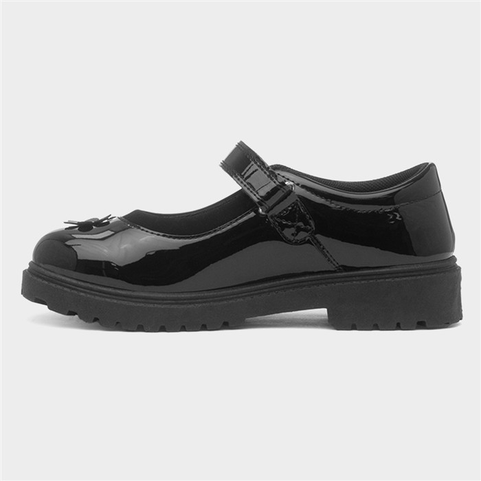 Catia Girls Black Patent School Shoe