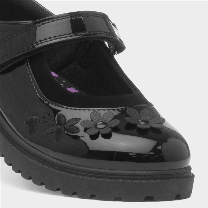 Catia Girls Black Patent School Shoe