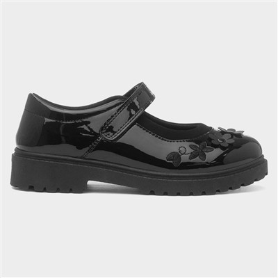 Catia Girls Black Patent School Shoe