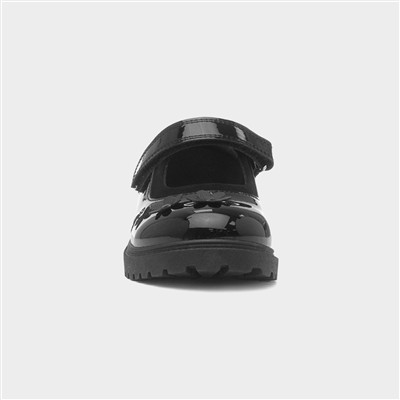 Catia Girls Black Patent School Shoe