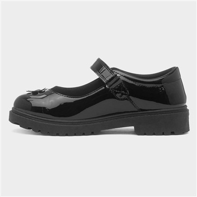 Catia Girls Black Patent School Shoe