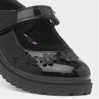 Catia Girls Black Patent School Shoe