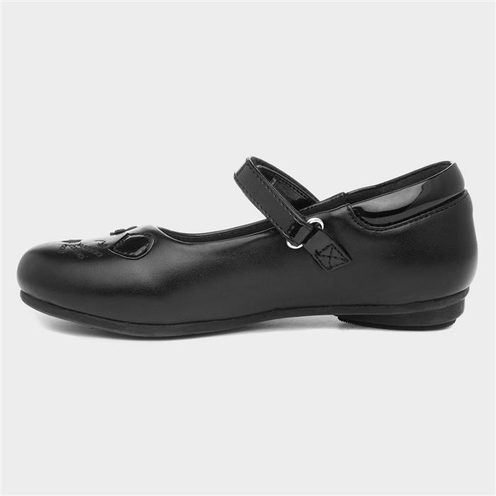 Walkright Girls Black Cat Face School Shoe-20266 | Shoe Zone