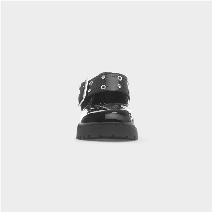 Luanne Girls Black Patent Buckle Shoe