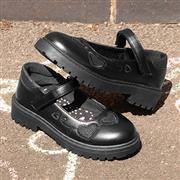 Walkright Lucia Girls Black Heart School Shoe (Click For Details)