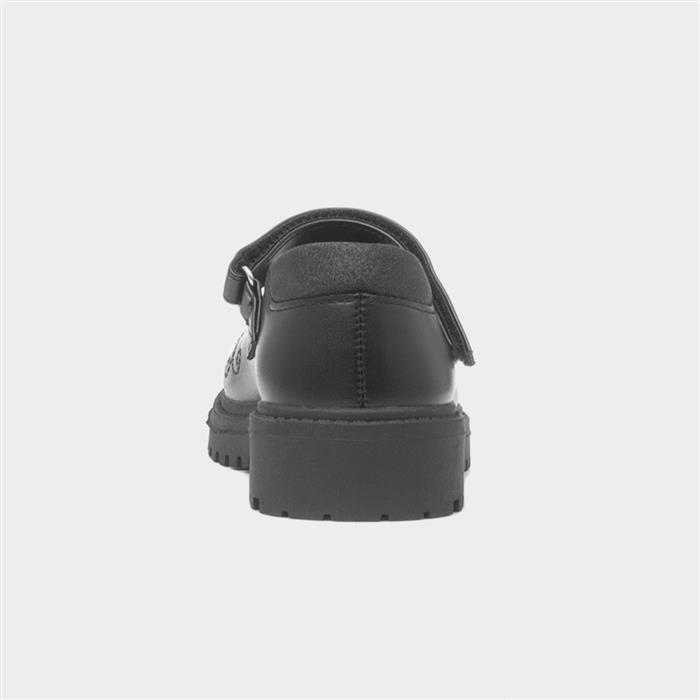 Lucia Girls Black Heart School Shoe