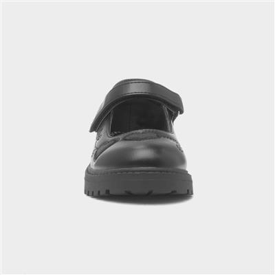 Lucia Girls Black Heart School Shoe
