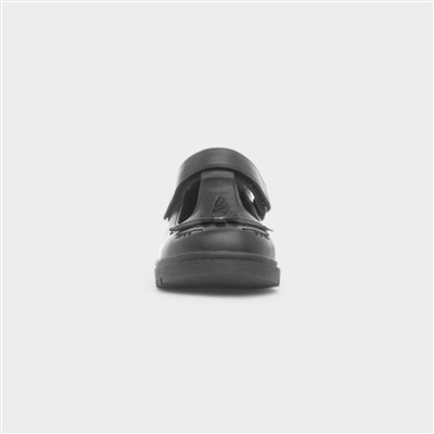Laura Girls Black Unicorn School Shoe