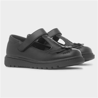 Laura Girls Black Unicorn School Shoe