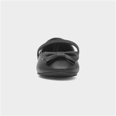 Lacyann Girls Black Bow Ballerina Shoe