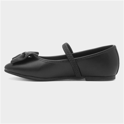 Lacyann Girls Black Bow Ballerina Shoe