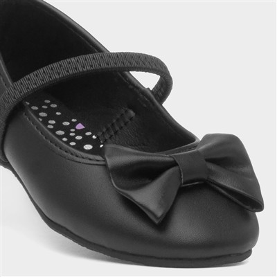 Lacyann Girls Black Bow Ballerina Shoe