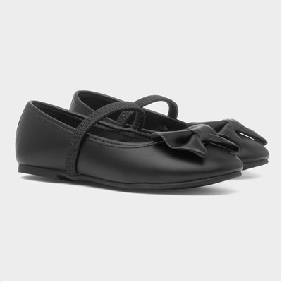 Lacyann Girls Black Bow Ballerina Shoe