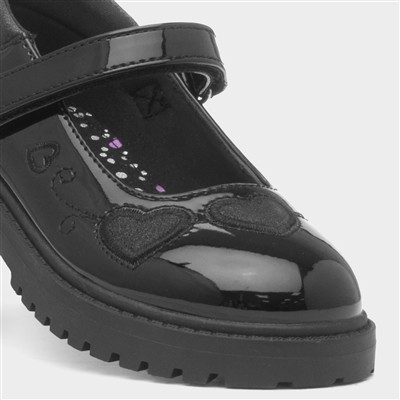 Lucia Girls Black Patent School Shoe