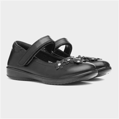 Fawn Girls Black School Shoe