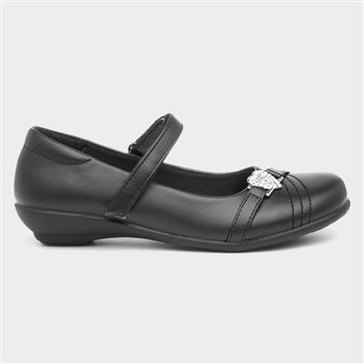 Girls Black Embellished Flat Shoe