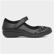 Walkright Ivette Girls Black Flower School Shoe (Click For Details)