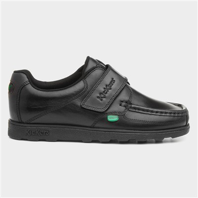 Fragma Boys Black Leather Easy Fasten Shoe