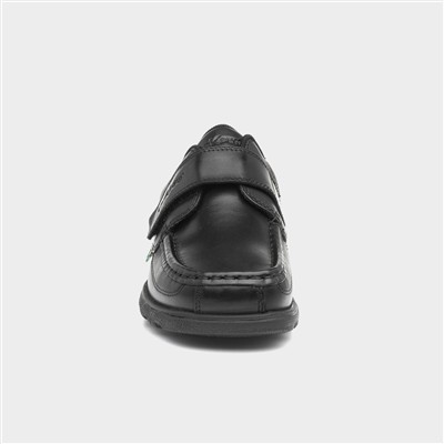 Fragma Boys Black Leather Easy Fasten Shoe
