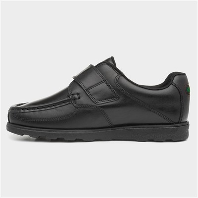 Fragma Boys Black Leather Easy Fasten Shoe