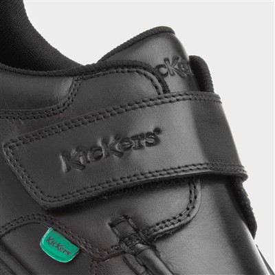 Fragma Boys Black Leather Easy Fasten Shoe