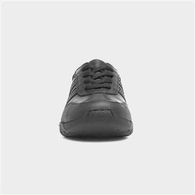 Jezza Snr Boys Black School Shoe