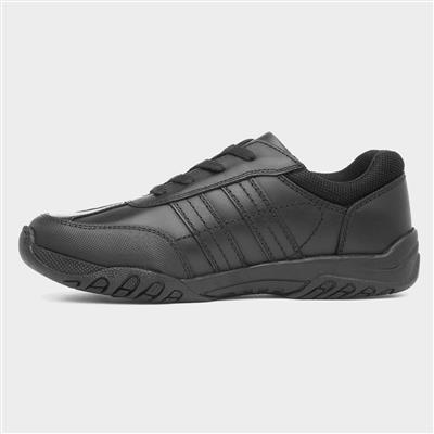 Jezza Snr Boys Black School Shoe