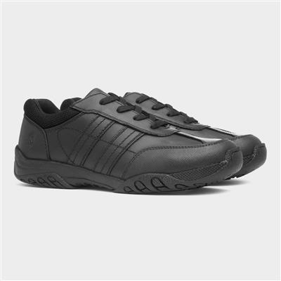 Jezza Snr Boys Black School Shoe