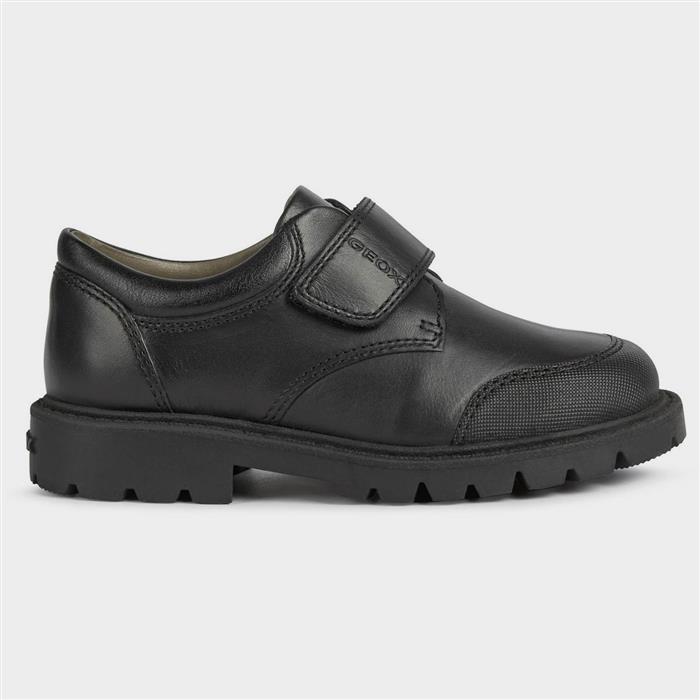 Geox Shaylax Boys Black Leather Shoe Sizes 28-31