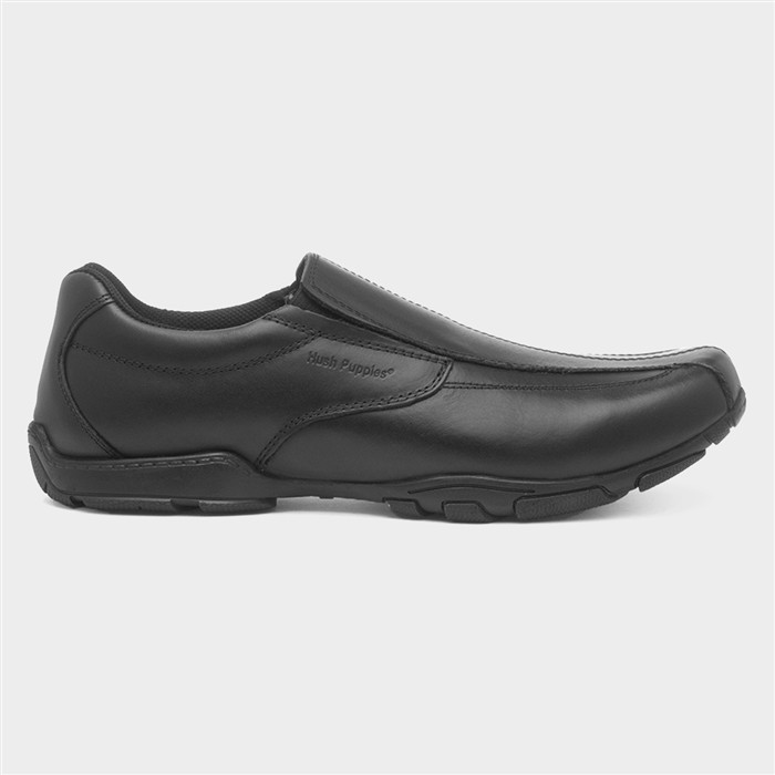 Hush Puppies Boys Black Elijah Leather Shoe Size 4