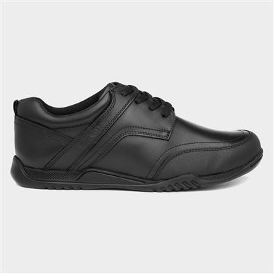 Harvey Boys Black Leather Shoe