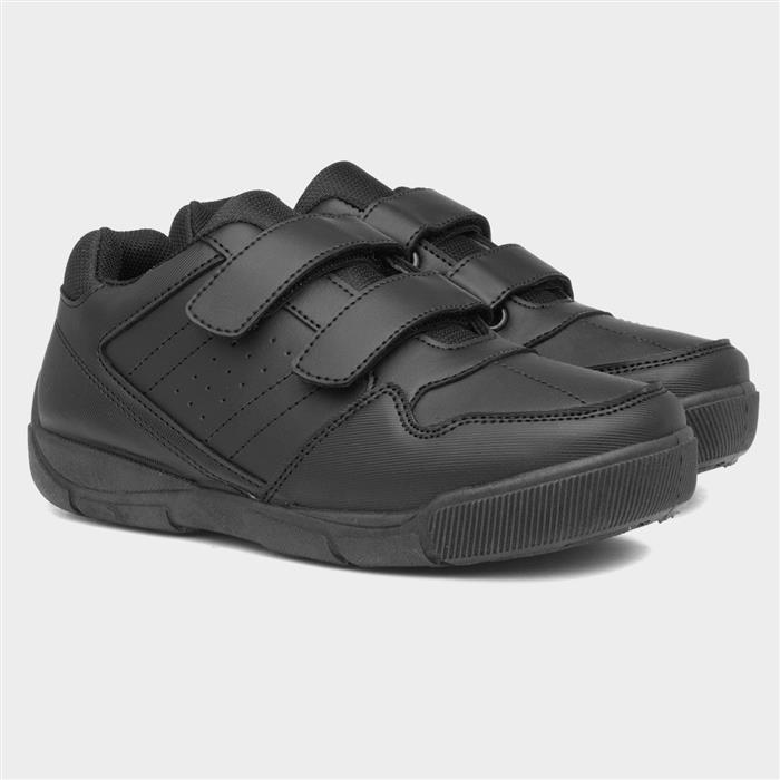 Boys' Black Double Easy Fasten School Shoes