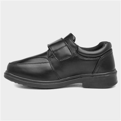 Fred Boys Black Easy Fasten School Shoe