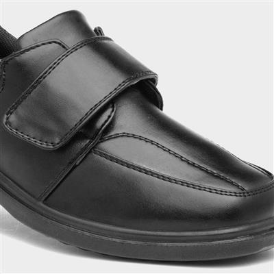 Fred Boys Black Easy Fasten School Shoe