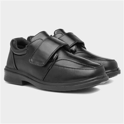 Fred Boys Black Easy Fasten School Shoe