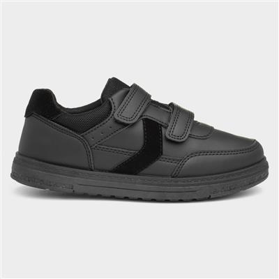 Boys Black Double Strap School Shoe